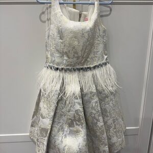Zoe Ltd Silver and Cream Patterned Dress